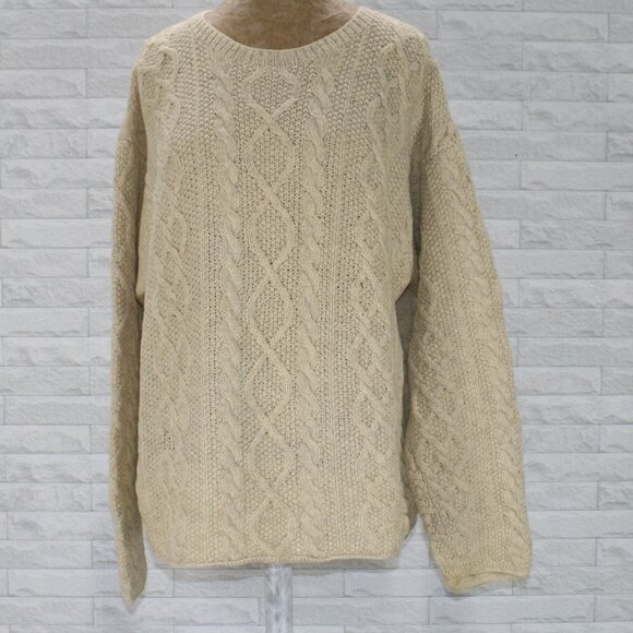 Vintage J. Crew Sweater Wool Men's Unisex Cable Knit Classic Crew Neck Winter M - Picture 1 of 11